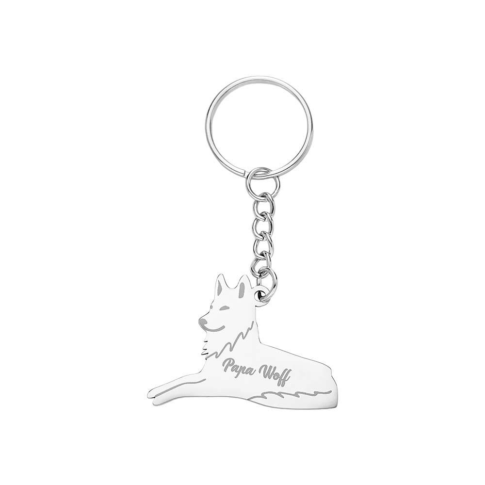 Personalized Wolf Keychain with Engraved Family Names Gift for Family