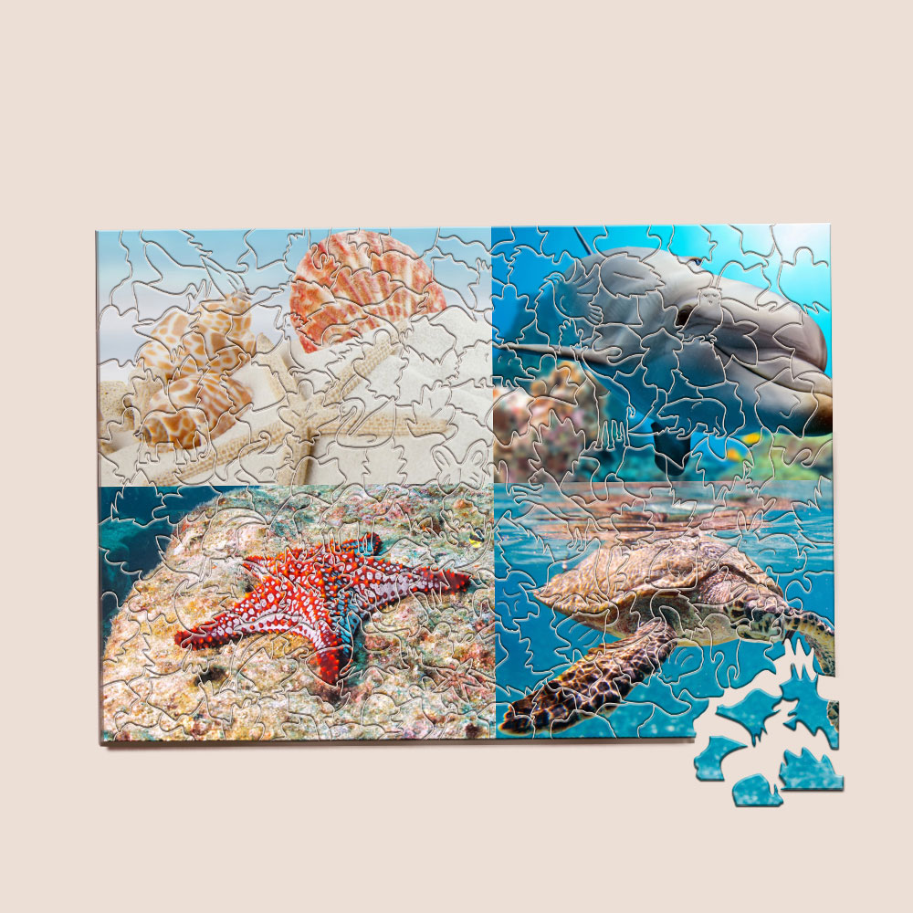 Personalized Animal Wood Puzzle Custom Jigsaw Puzzle with 1-4 Photos