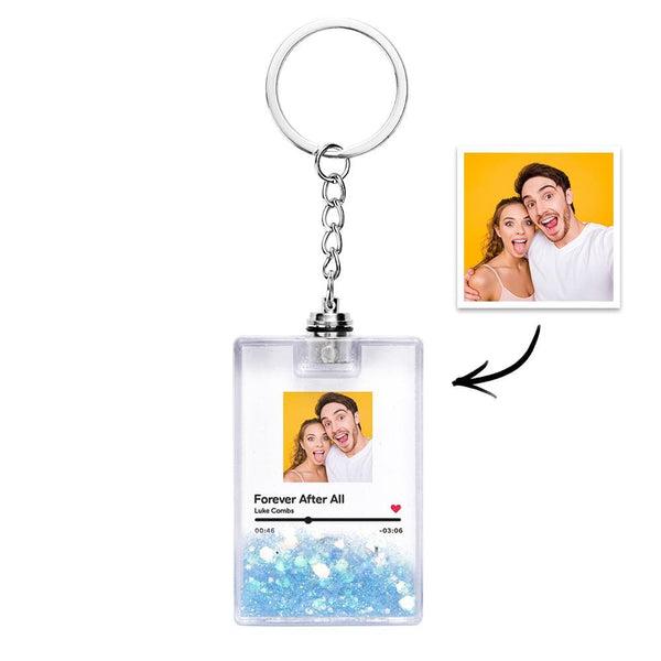 Custom Photo Scannable Music Code Illuminated Quicksand Keychain Gift