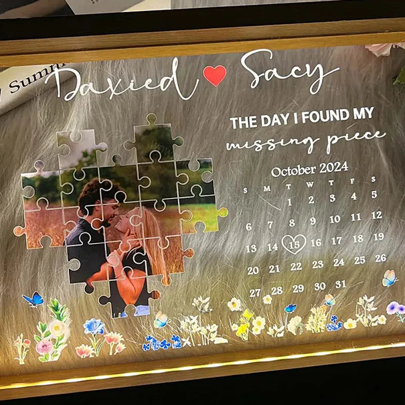 The Day I Found My Missing Piece Light Frame Personalized Gift Valentine's Day Gifts