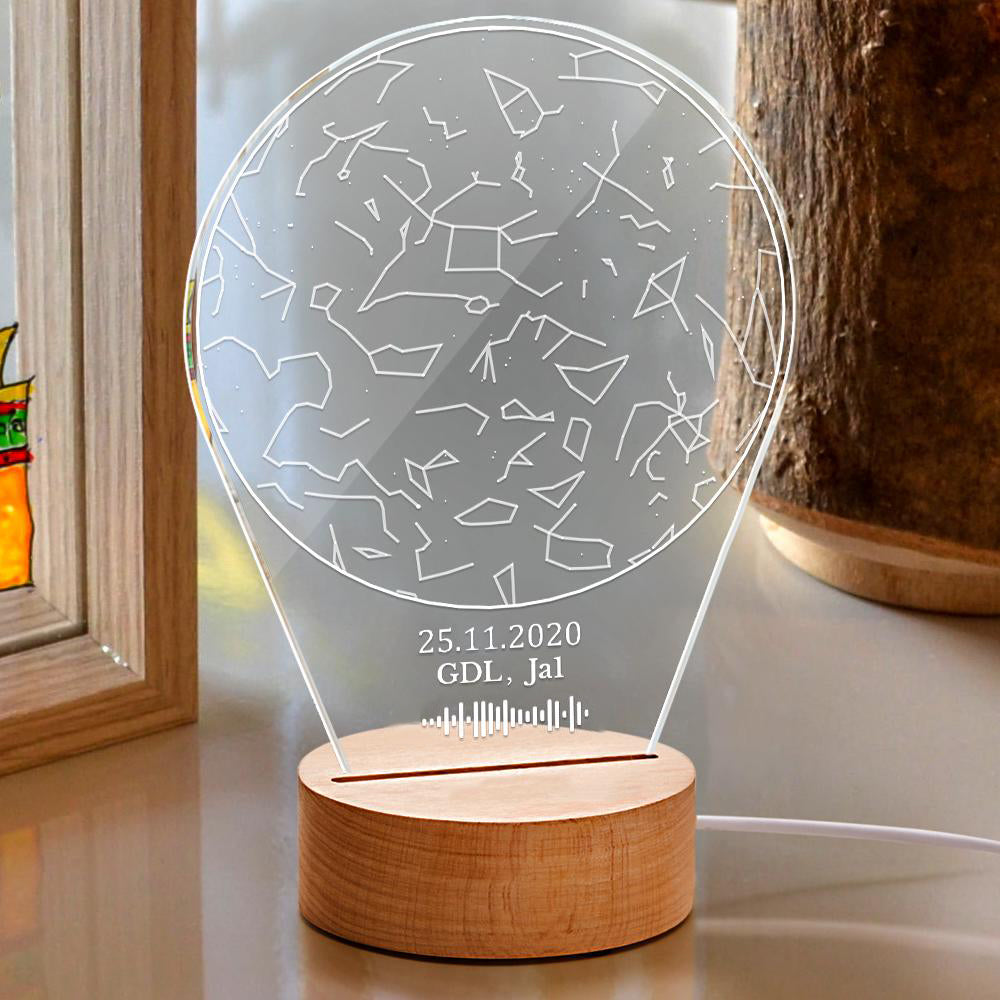 Custom Scannable Code Acrylic Night Lamp Constellation Map Night Light