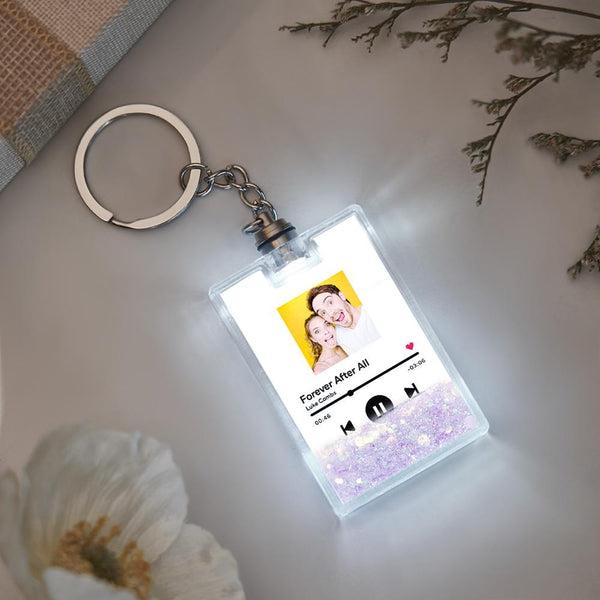 Custom Photo Scannable Music Code Illuminated Quicksand Keychain Gift