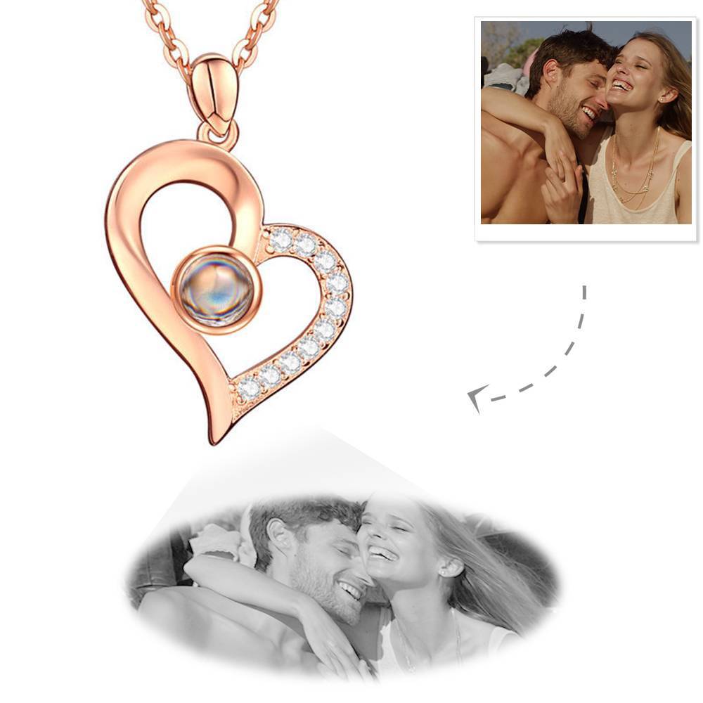 Personalized Heart Pendant Photo Projection Necklace