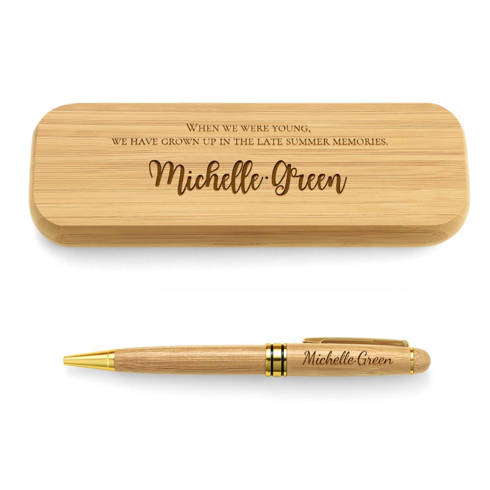 Personalized Wood Pen Set Engraved Pet With Wooden Case