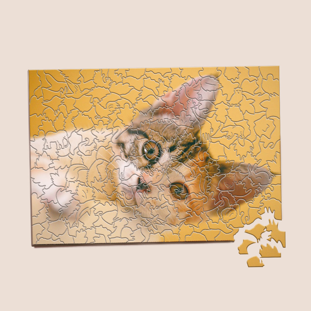 Personalized Animal Wood Puzzle Custom Jigsaw Puzzle with 1-4 Photos