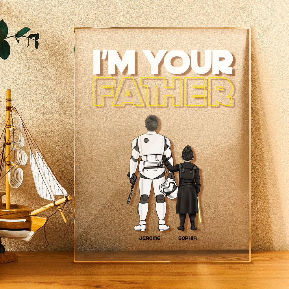 Custom I Am Their Father Night Light Personalized Acrylic Plaque Home Decoration Lamp Father's Day Gift