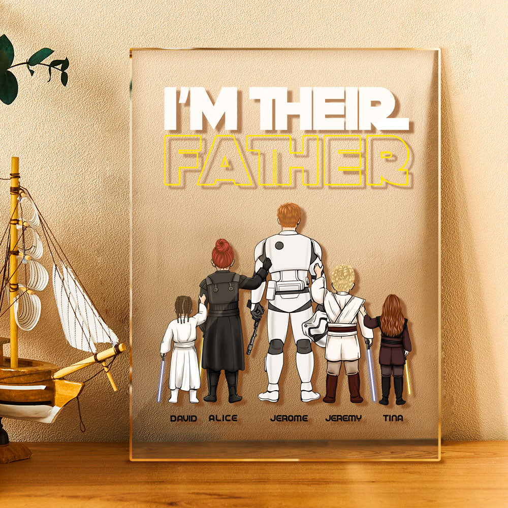 Custom I Am Their Father Night Light Personalized Acrylic Plaque Home Decoration Lamp Father's Day Gift