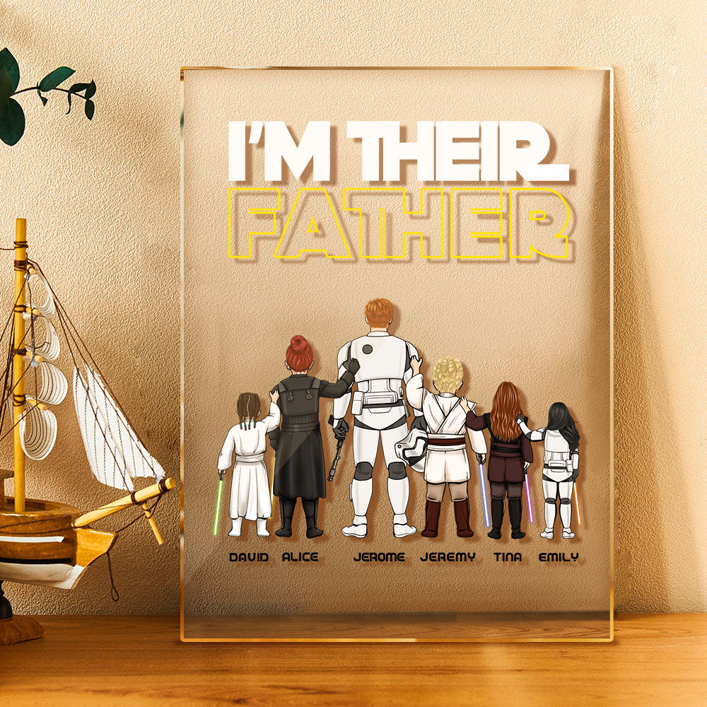 Custom I Am Their Father Night Light Personalized Acrylic Plaque Home Decoration Lamp Father's Day Gift