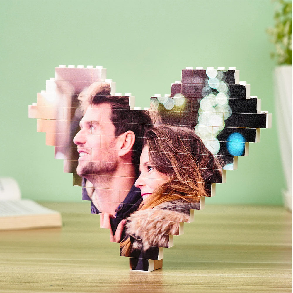 Custom Building Brick Heart Shaped Personalized Photo Block Puzzle