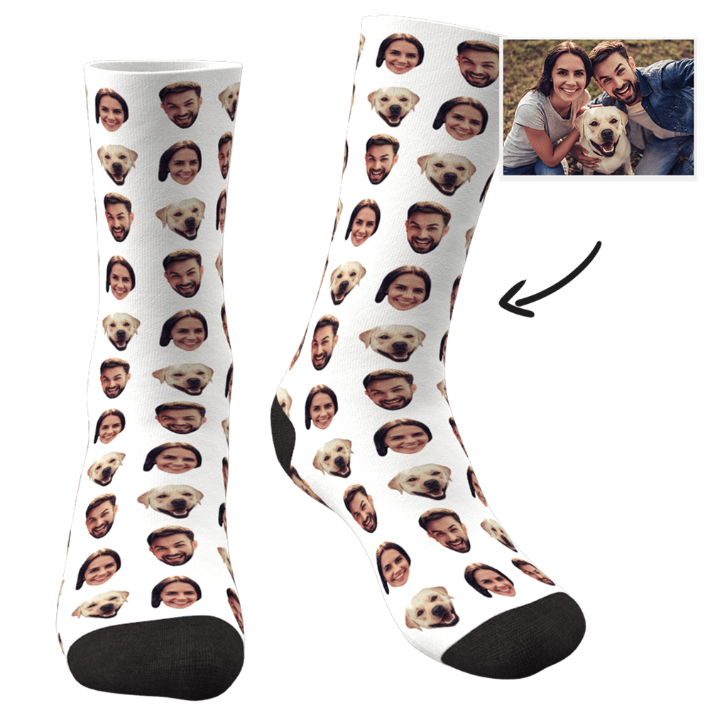 Online Preview Custom Face Socks With Your Photo - Two Faces