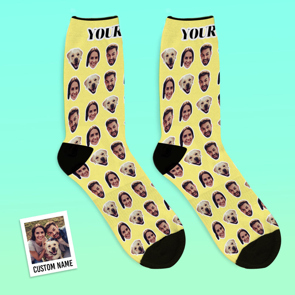 Online Preview Custom Face Socks With Your Photo - Two Faces