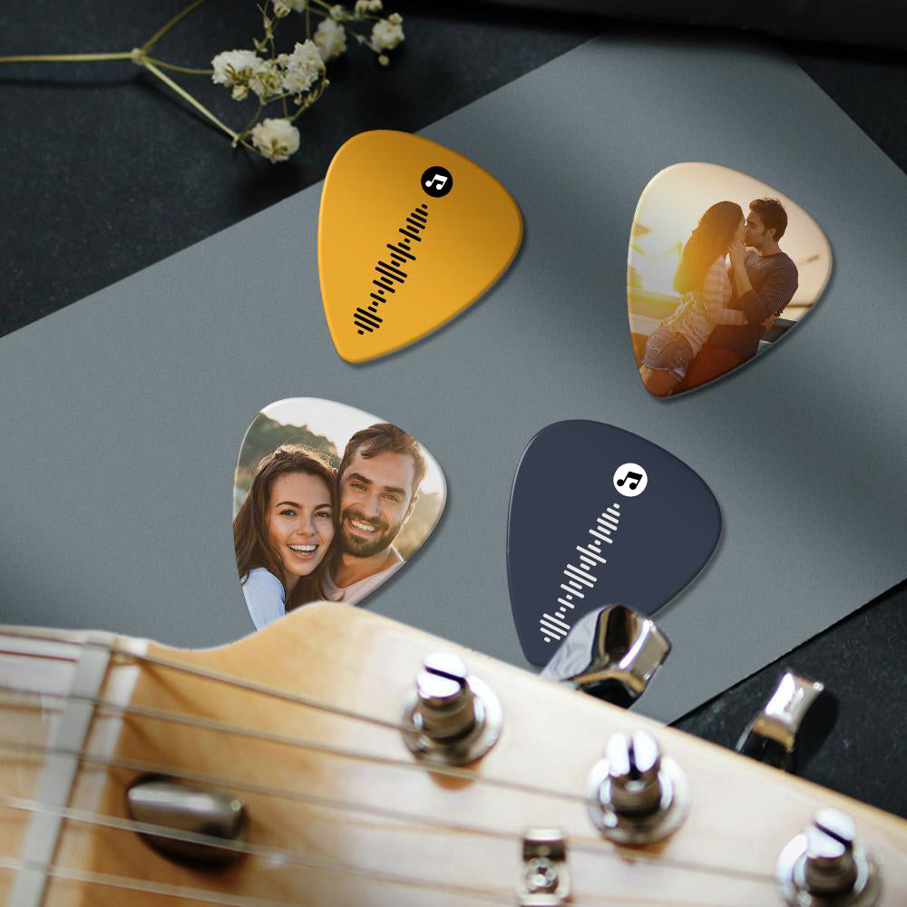 Custom Code Guitar Pick, Engraved Double-Sided Printed with Photo Guitar Pick Gifts 12Pcs Christmas Gifts