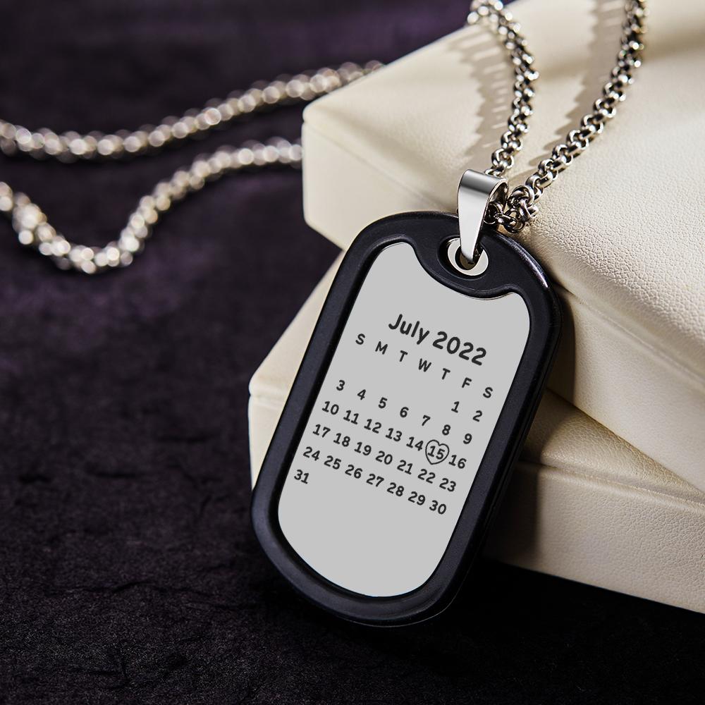 Custom Photo Date Necklace Personalized Calendar Pendant for Him Anniversary Gifts