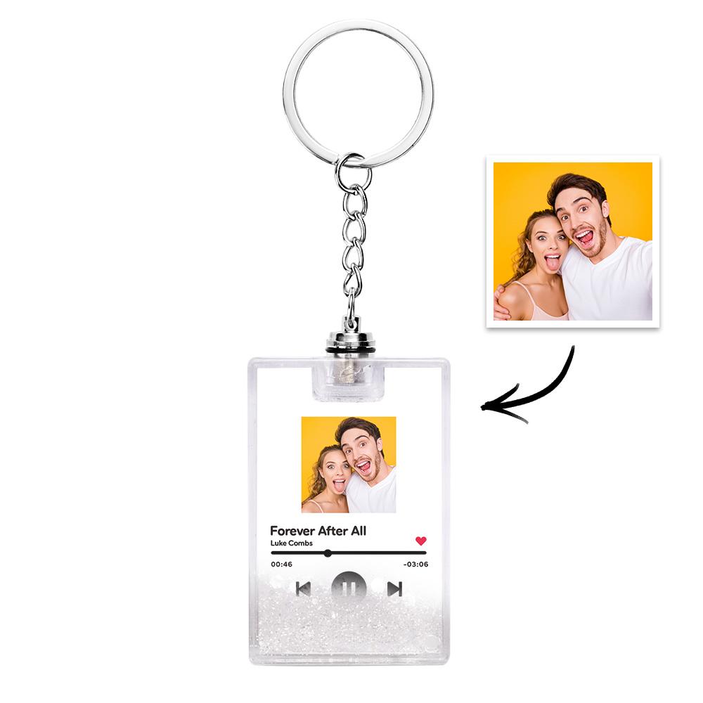 Custom Photo Scannable Music Code Illuminated Quicksand Keychain Gift