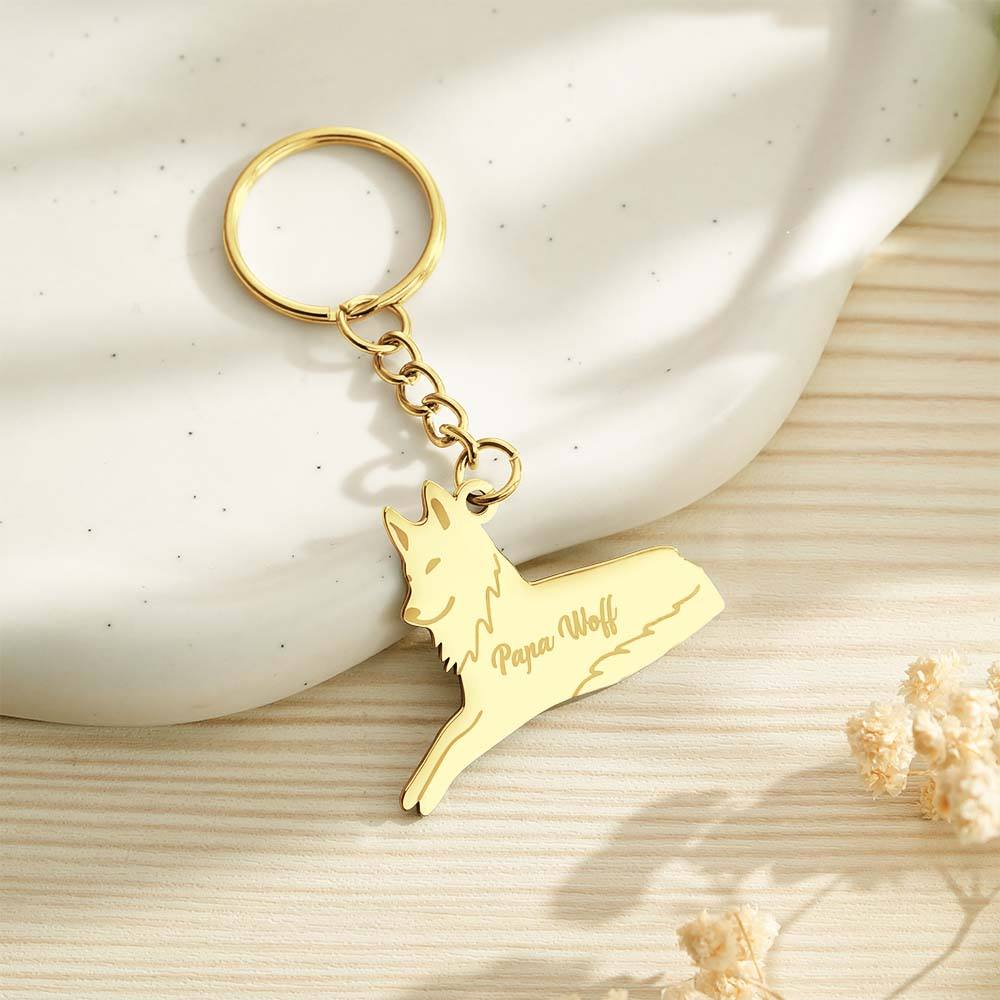 Personalized Wolf Keychain with Engraved Family Names Gift for Family