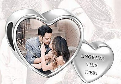 Personalized Engraved Heart Photo Charm