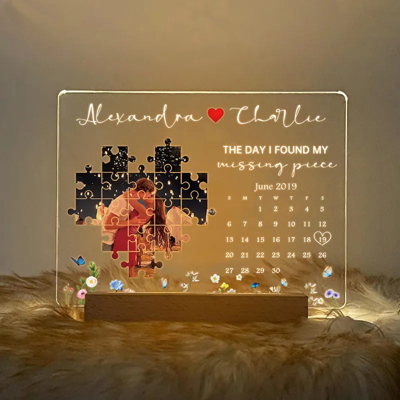 The Day I Found My Missing Piece Light Frame Personalized Gift Valentine's Day Gifts