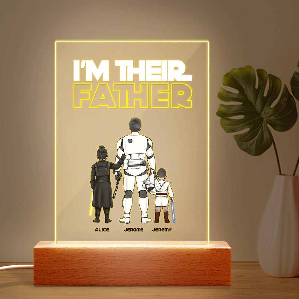 Custom I Am Their Father Night Light Personalized Acrylic Plaque Home Decoration Lamp Father's Day Gift