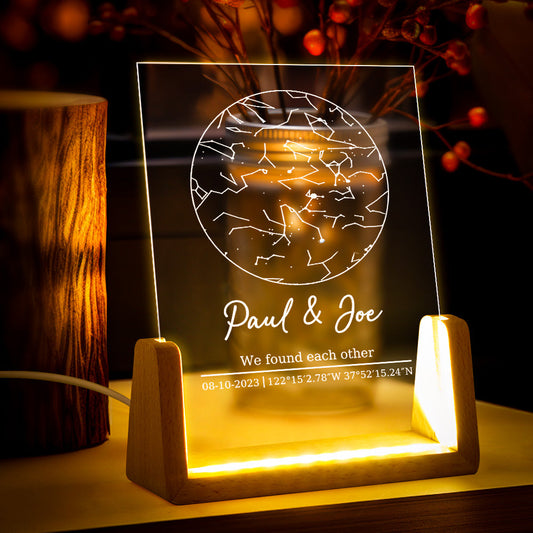 Custom Engraved Star Map Night Light Name Night Light We Found Each Other Gifts For Couple