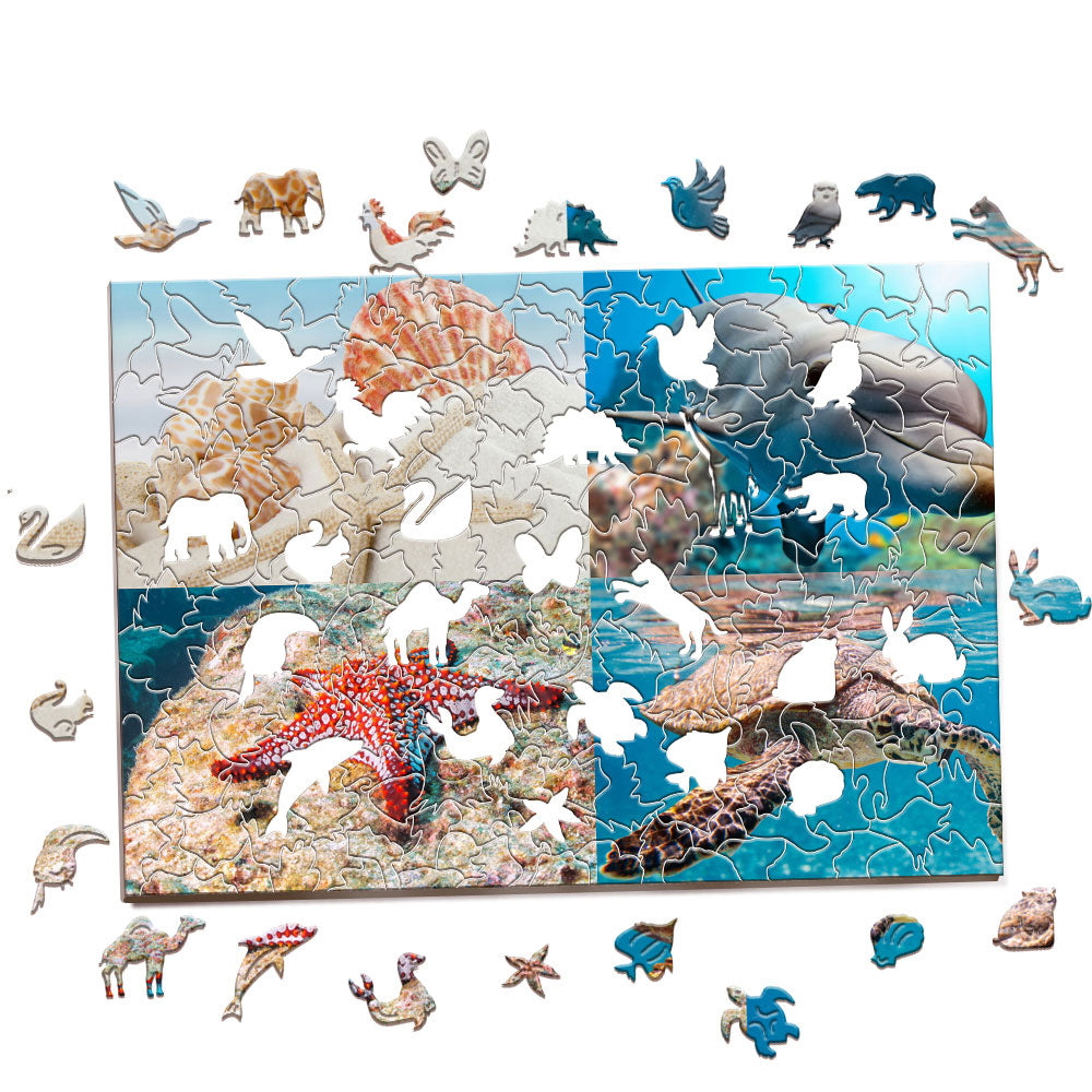 Personalized Animal Wood Puzzle Custom Jigsaw Puzzle with 1-4 Photos