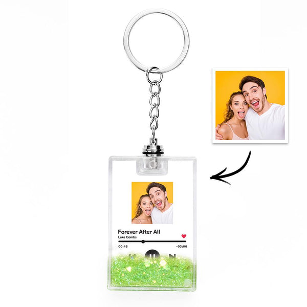 Custom Photo Scannable Music Code Illuminated Quicksand Keychain Gift