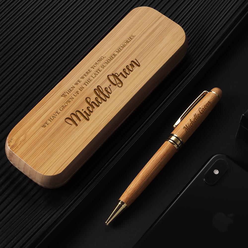 Personalized Wood Pen Set Engraved Pet With Wooden Case