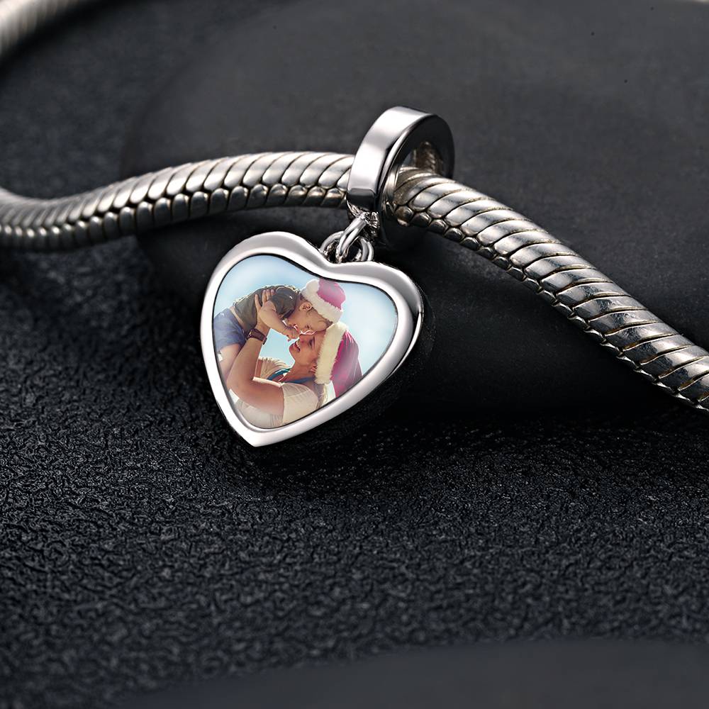 Custom Photo Dangle Heart Charm For Bracelet Jewelry Making