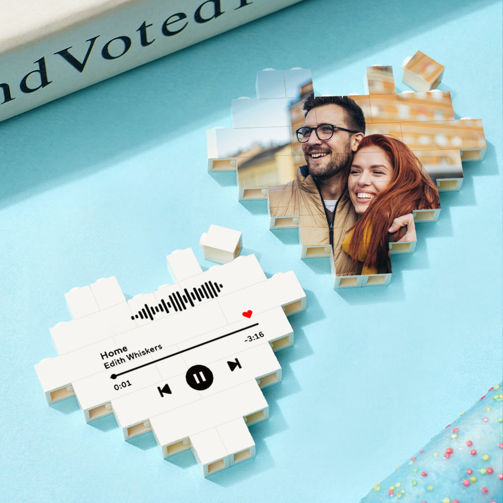 Custom Building Brick Heart Shaped Personalized Photo Block Puzzle